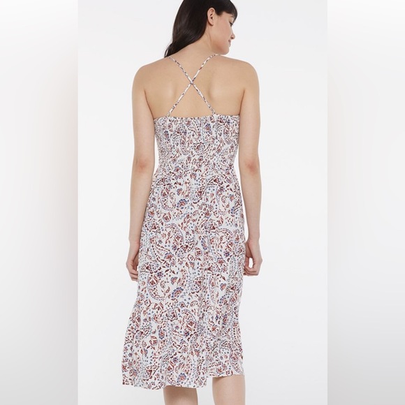 Halter Neck Smocked Top Printed Midi Dress - Picture 2 of 3